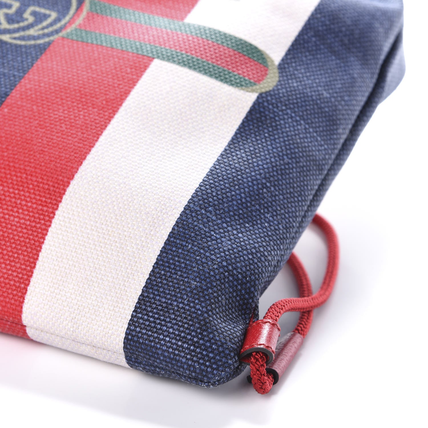 Gucci Canvas Logo Sylvie Stripe Drawstring Backpack Red 8 of 8