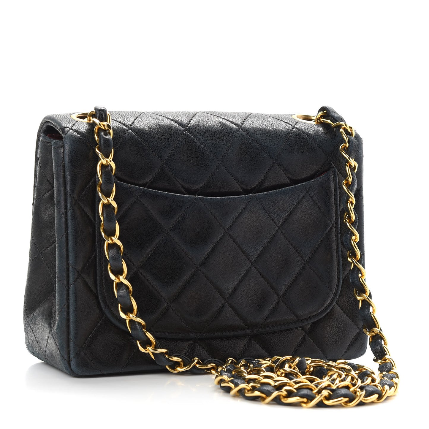 Lambskin Quilted Mini Square Flap Bag Black
