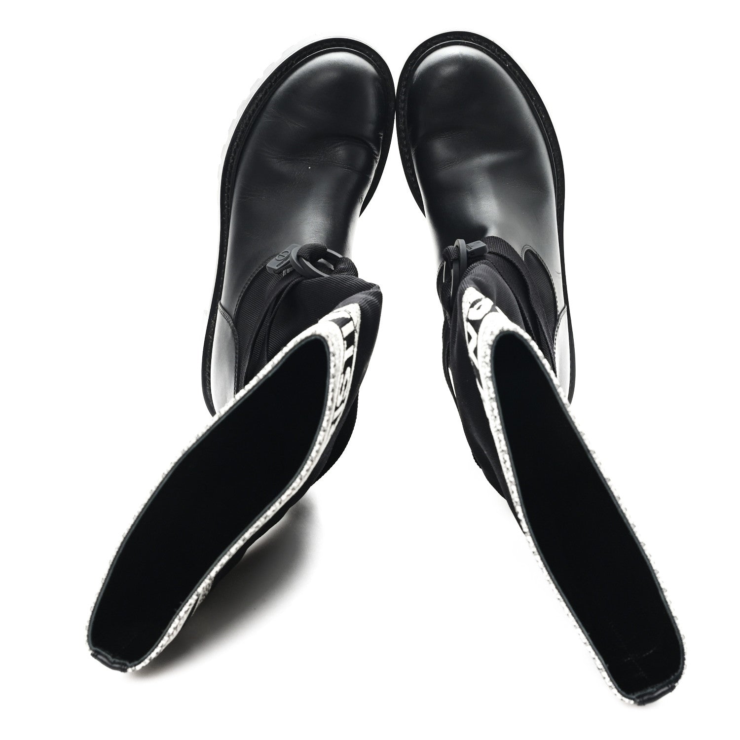Christian Dior Calfskin Technical Fabric D-Major Boots 39 Black White 2 of 9