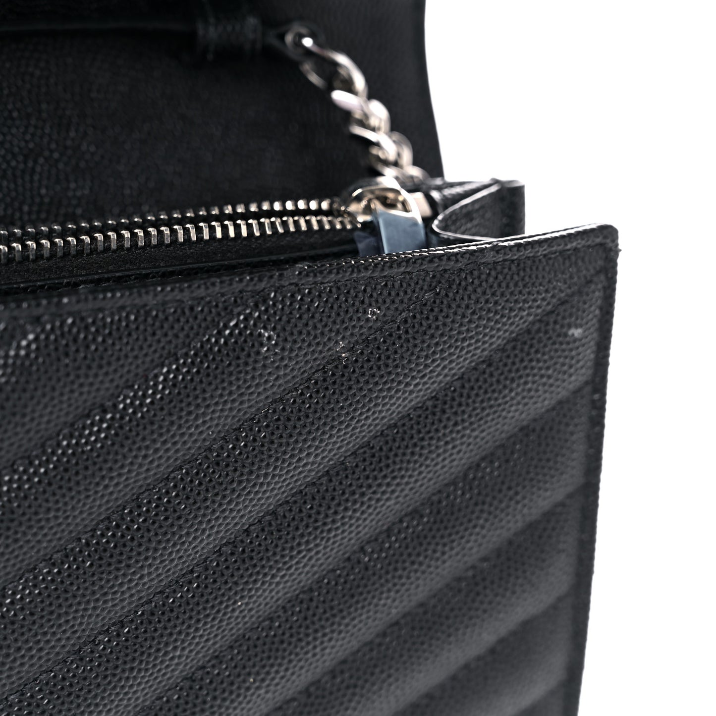 Grain De Poudre Matelasse Chevron Monogram Chain Wallet Black