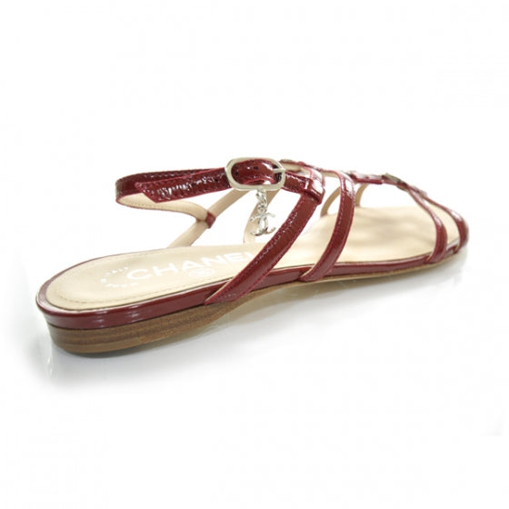Chanel Patent Leather Sandals 36.5 Red 1 of 1