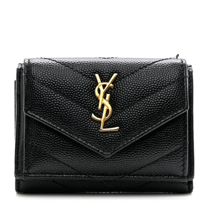 Saint Laurent Grain De Poudre Matelasse Chevron Monogram Tiny Wallet Black 1 of 6