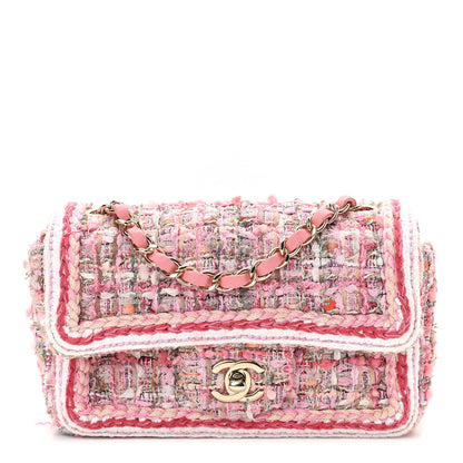 Chanel Tweed Braid Mini Flap White Pink 1 of 10