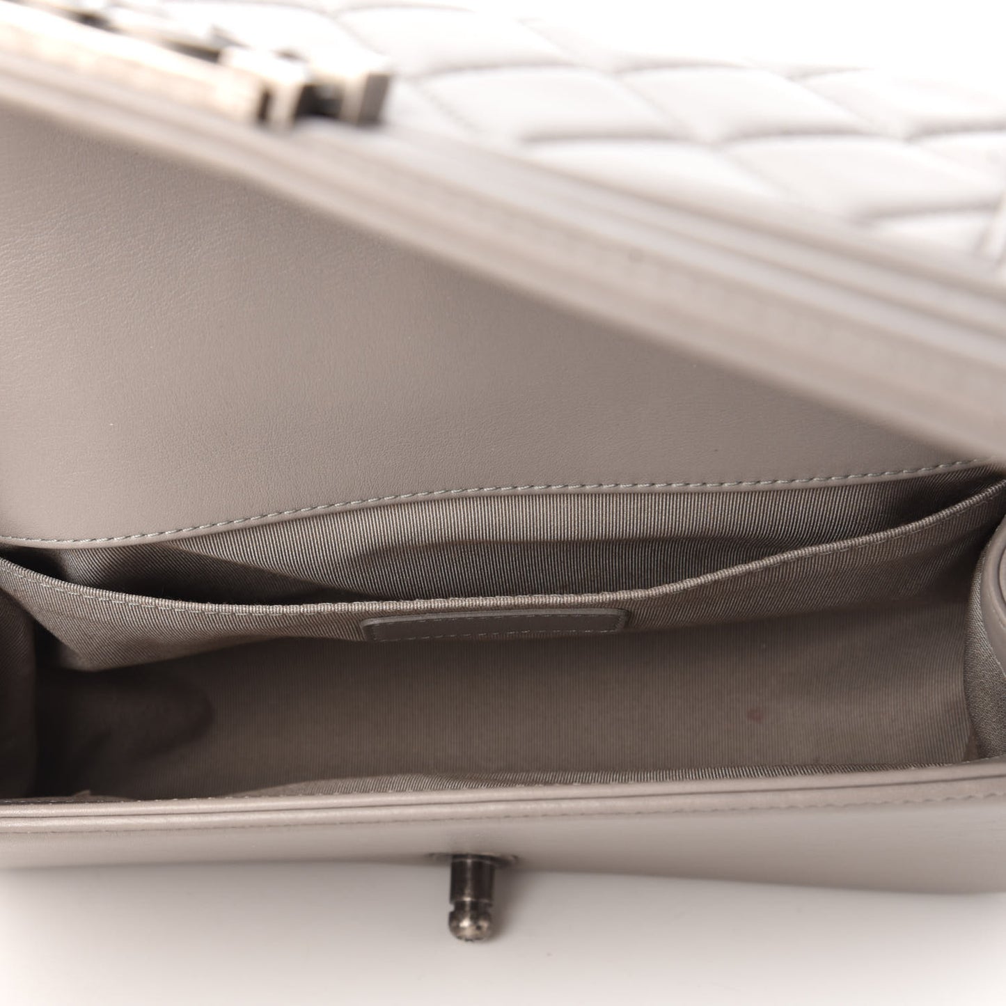 Calfskin Quilted Medium Boy Flap Grey