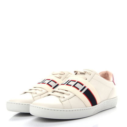 Gucci Calfskin Stripe Womens New Ace Sneakers 35.5 New Mystic White Ecru Red Flame 3 of 11
