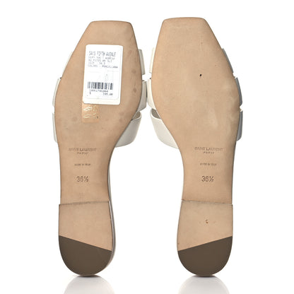Saint Laurent Calfskin Tribute 05 Slide Sandals 36.5 White 6 of 12