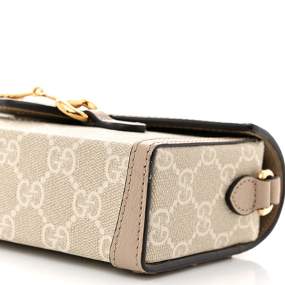Gucci GG Supreme Monogram Textured Dollar Calfskin Mini Horsebit 1955 Shoulder Bag Beige Mystic White Oatmeal 10 of 10