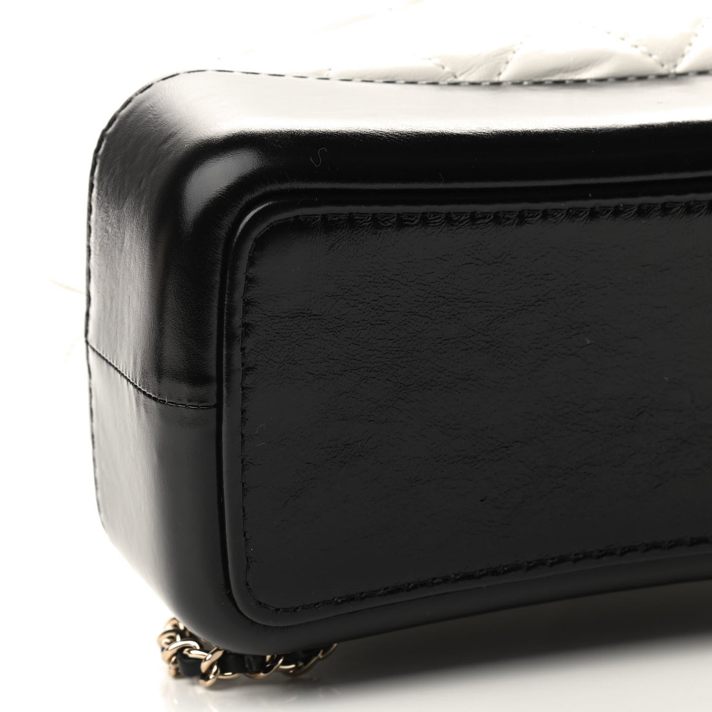 Aged Calfskin Quilted Gabrielle Backpack Black White
