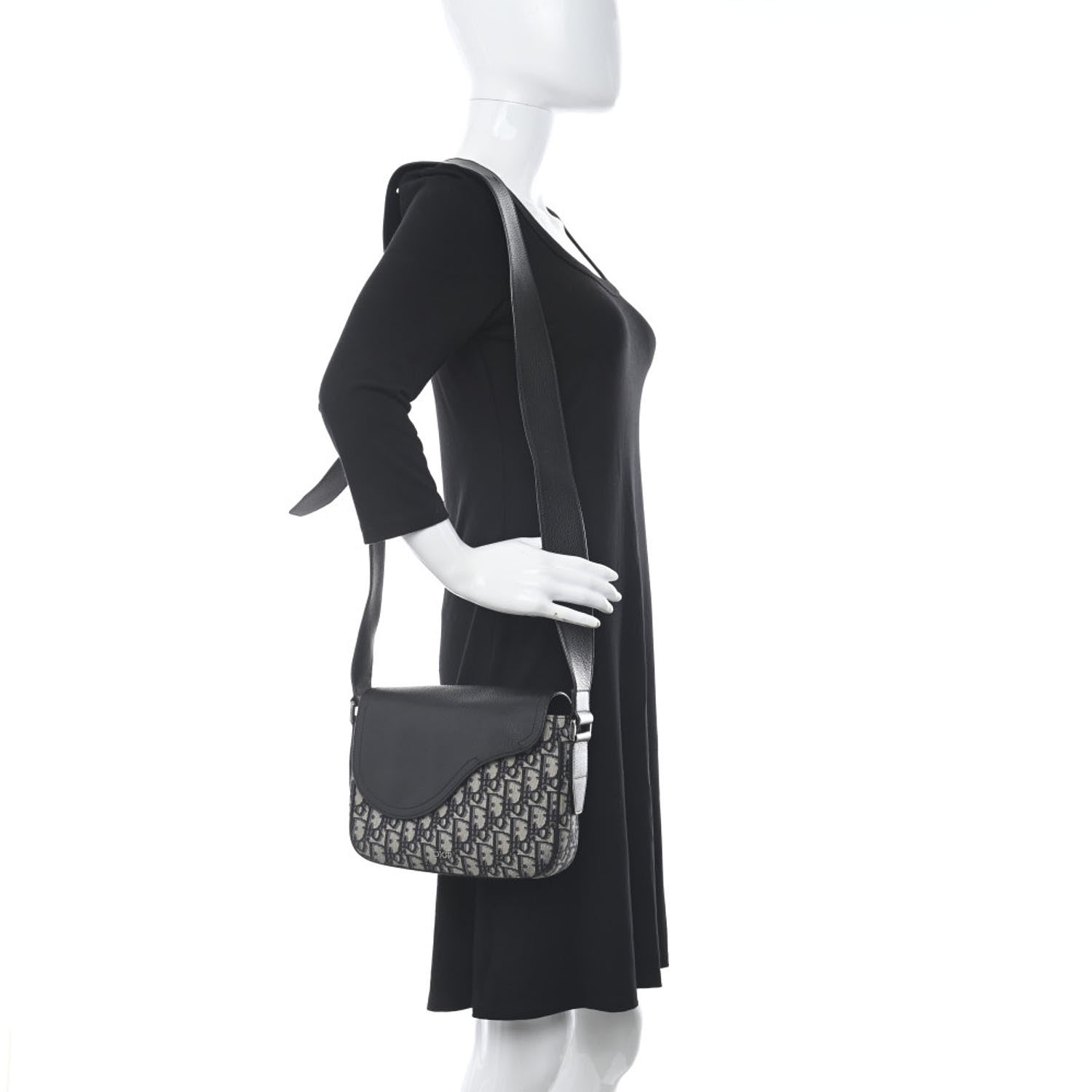 Christian Dior Grained Calfskin Oblique Mini Saddle Messenger Black 2 of 10