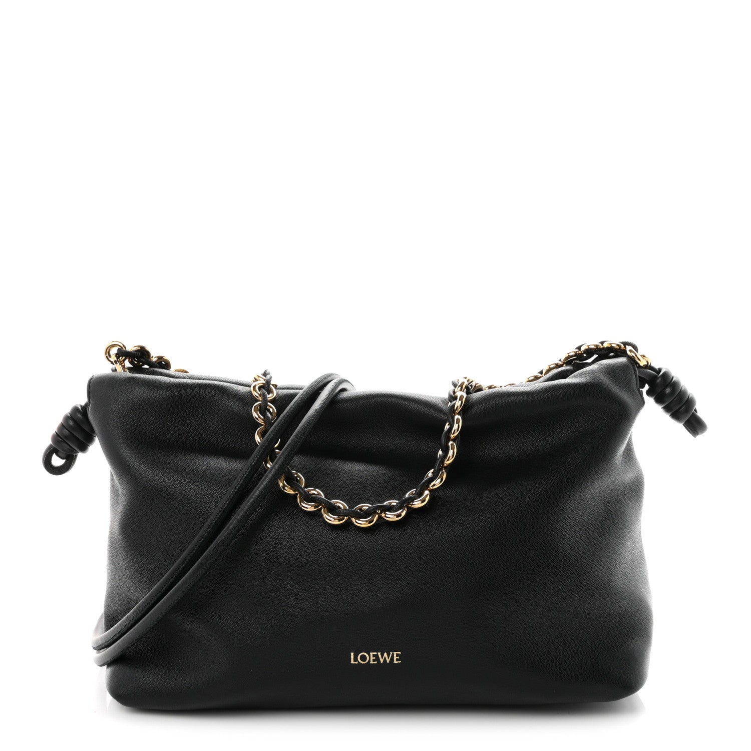 Loewe Mellow Nappa Medium Donut Chain Flamenco Knot Clutch Black 1 of 10