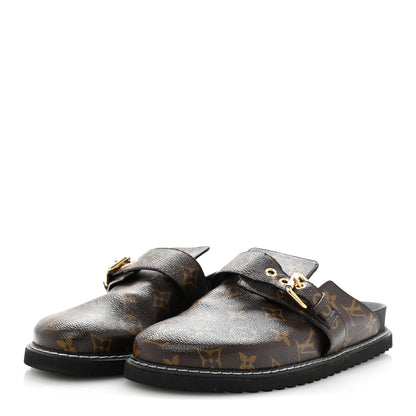 Louis Vuitton Patent Monogram Womens Cosy Flat Comfort Clog Mules 40 Brown 4 of 10