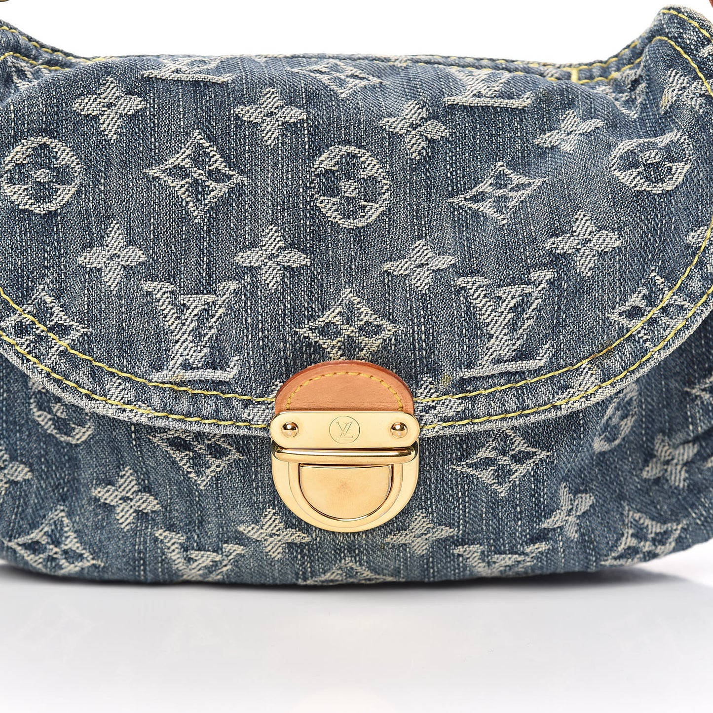 Monogram Denim Mini Pleaty Blue