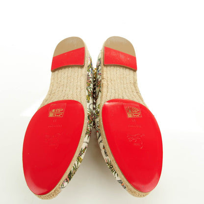 Christian Louboutin CHRISTIAN LOUBOUTIN Canvas Loubie Jungle Print Ares Spikes Flat Espadrille 38 Ivory 5 of 7