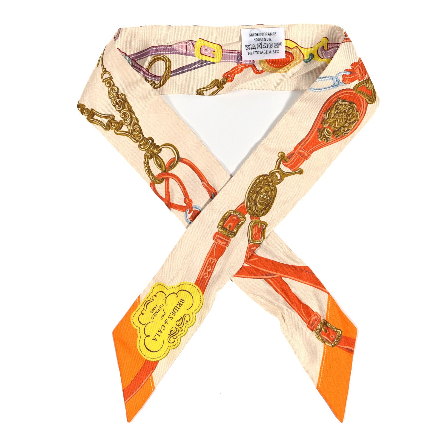 Hermes Silk Brides De Gala Twilly Creme Orange Jaune Vif 1 of 4