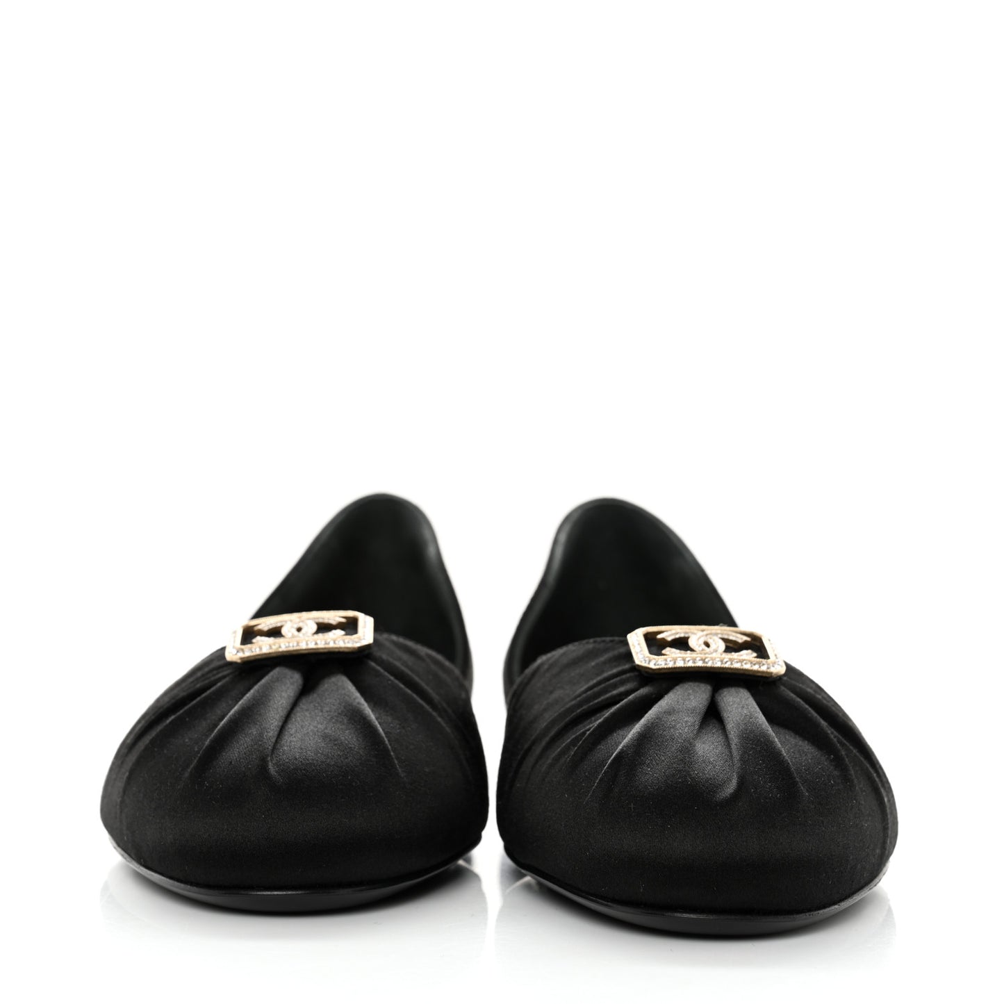 Satin Diamante CC Flats 37 Black