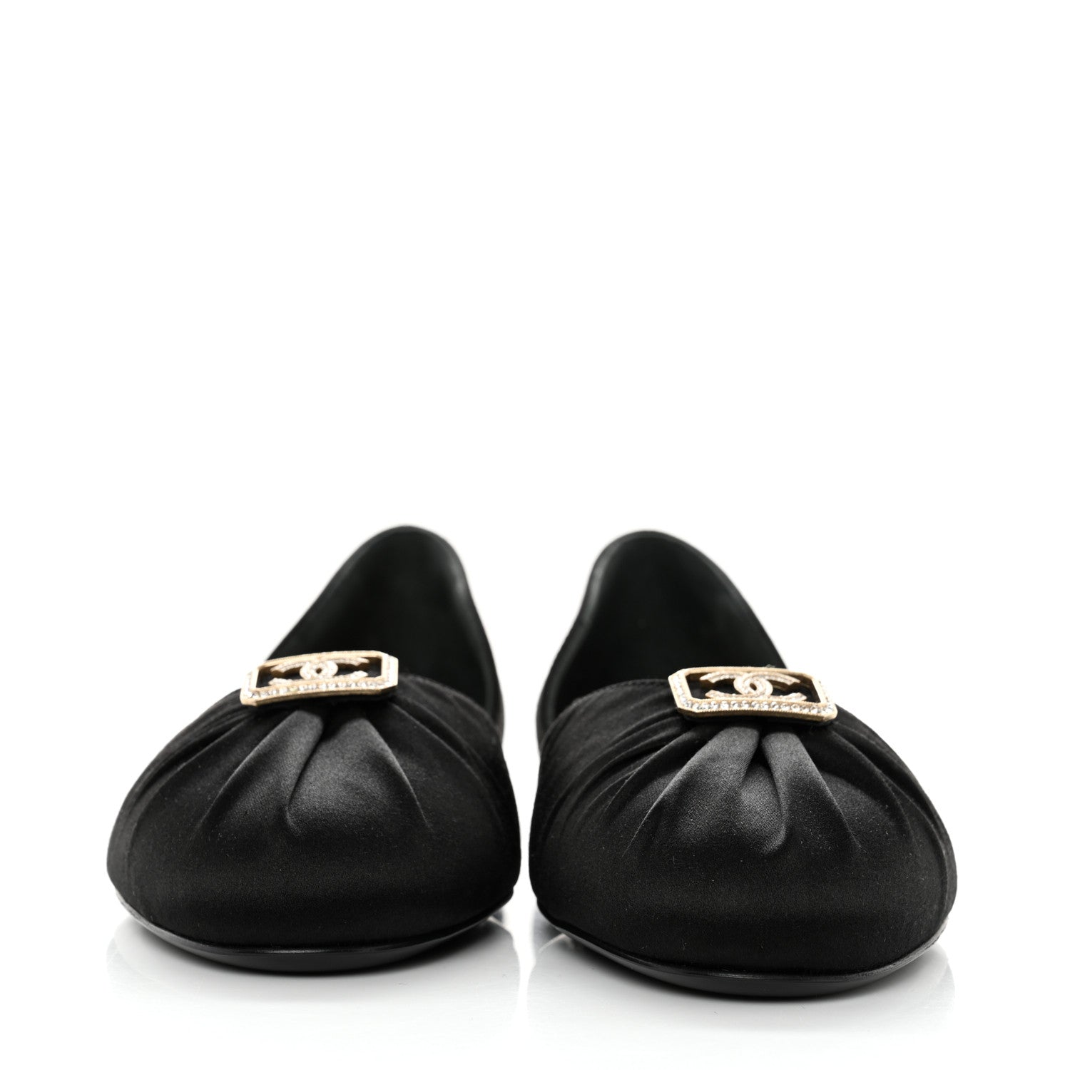 Chanel Satin Diamante CC Flats 37 Black 2 of 8