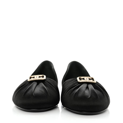 Chanel Satin Diamante CC Flats 37 Black 2 of 8