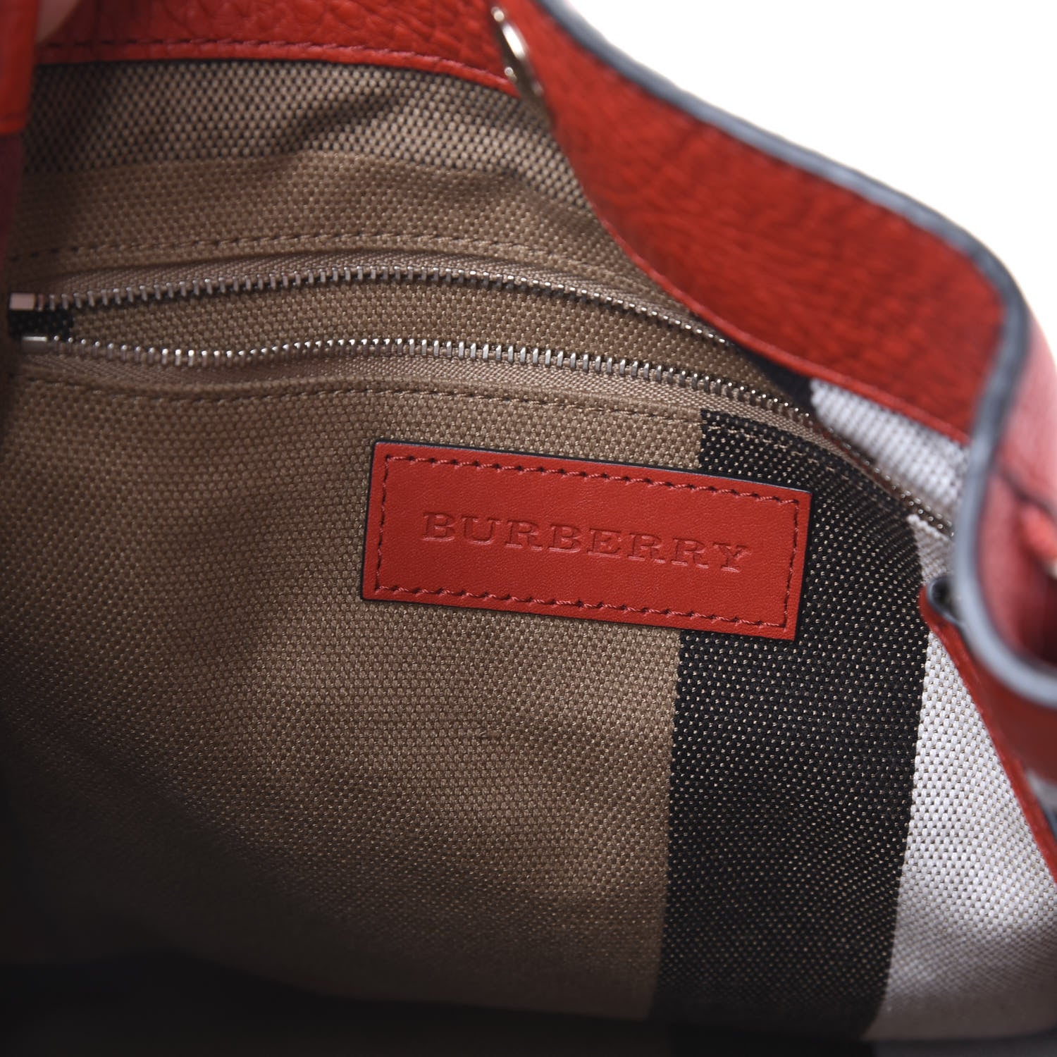 Burberry Grainy Calfskin House Check Medium Maidstone Red 7 of 8