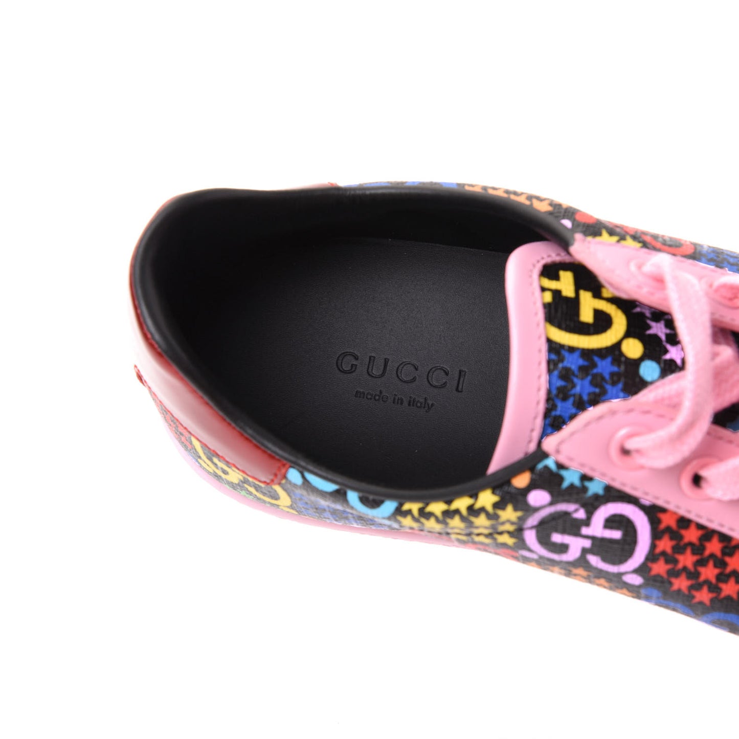 GG Supreme Monogram Psychedelic Womens Ace Sneakers 37 Black Multicolor Sugar Pink