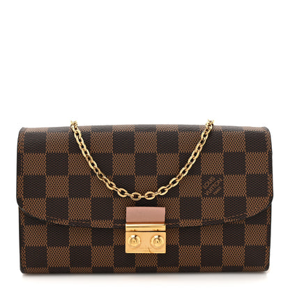 Louis Vuitton Damier Ebene Croisette Chain Wallet Rose Ballerine 1 of 12