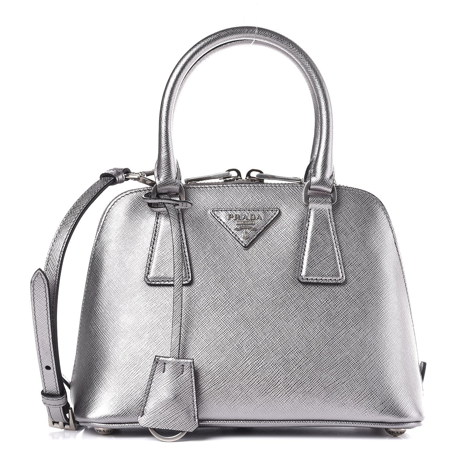 Prada Saffiano Lux Small Promenade Tote Cromo 1 of 8
