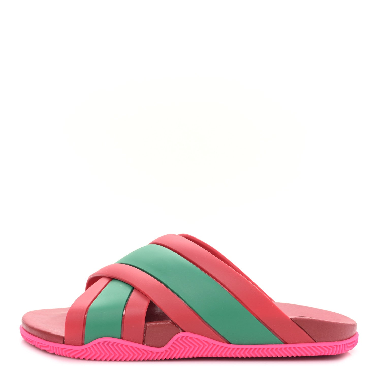 Gucci Rubber Web Womens Criss Cross Slide Sandals 40 Coral New Shamarock 1 of 8