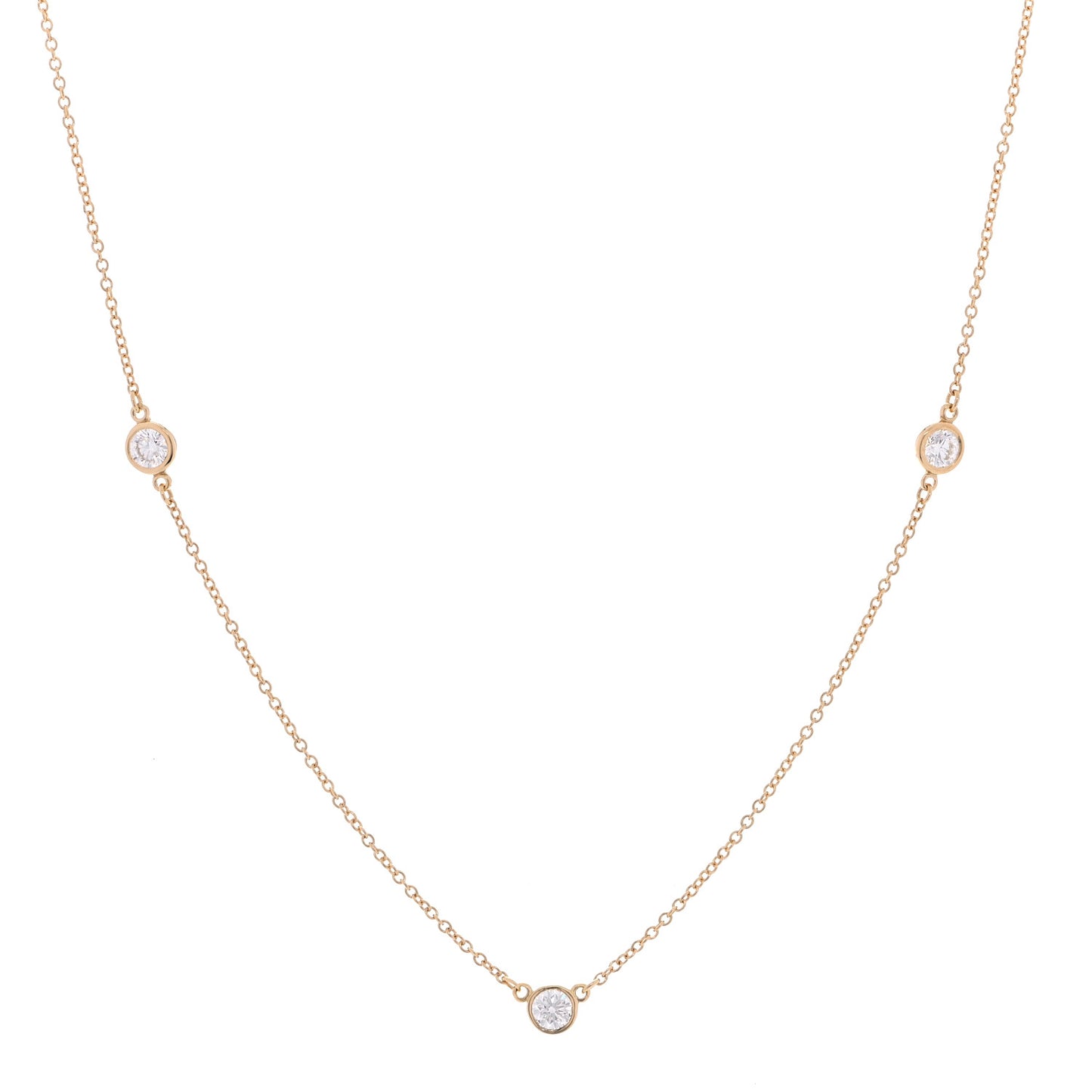 18K Yellow Gold Elsa Peretti Diamonds by the Yard 3 Station Necklace