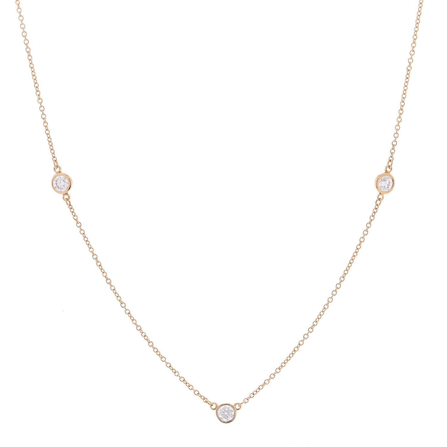 Tiffany 18K Yellow Gold Elsa Peretti Diamonds by the Yard 3 Station Necklace 1 of 6