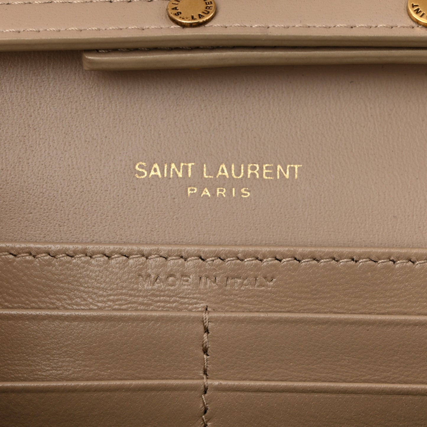Glossy Calfskin Monogram Chain Wallet Dark Beige