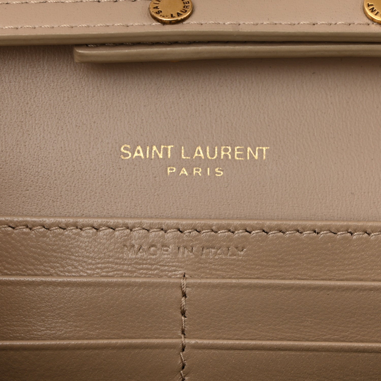 Saint Laurent Glossy Calfskin Monogram Chain Wallet Dark Beige 7 of 13