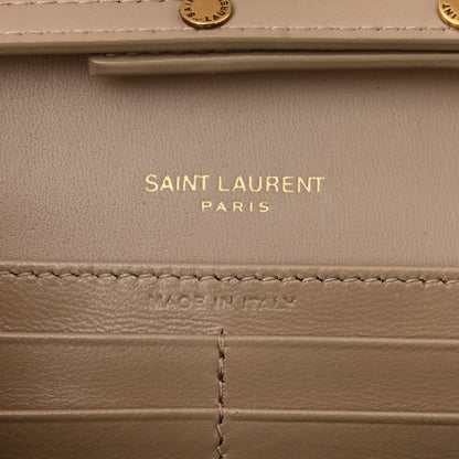 Saint Laurent Glossy Calfskin Monogram Chain Wallet Dark Beige 7 of 13