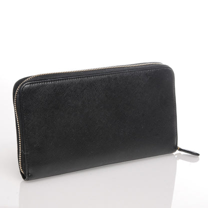 Prada Saffiano Metal Large Zip Around Travel Wallet Nero Black 3 of 6
