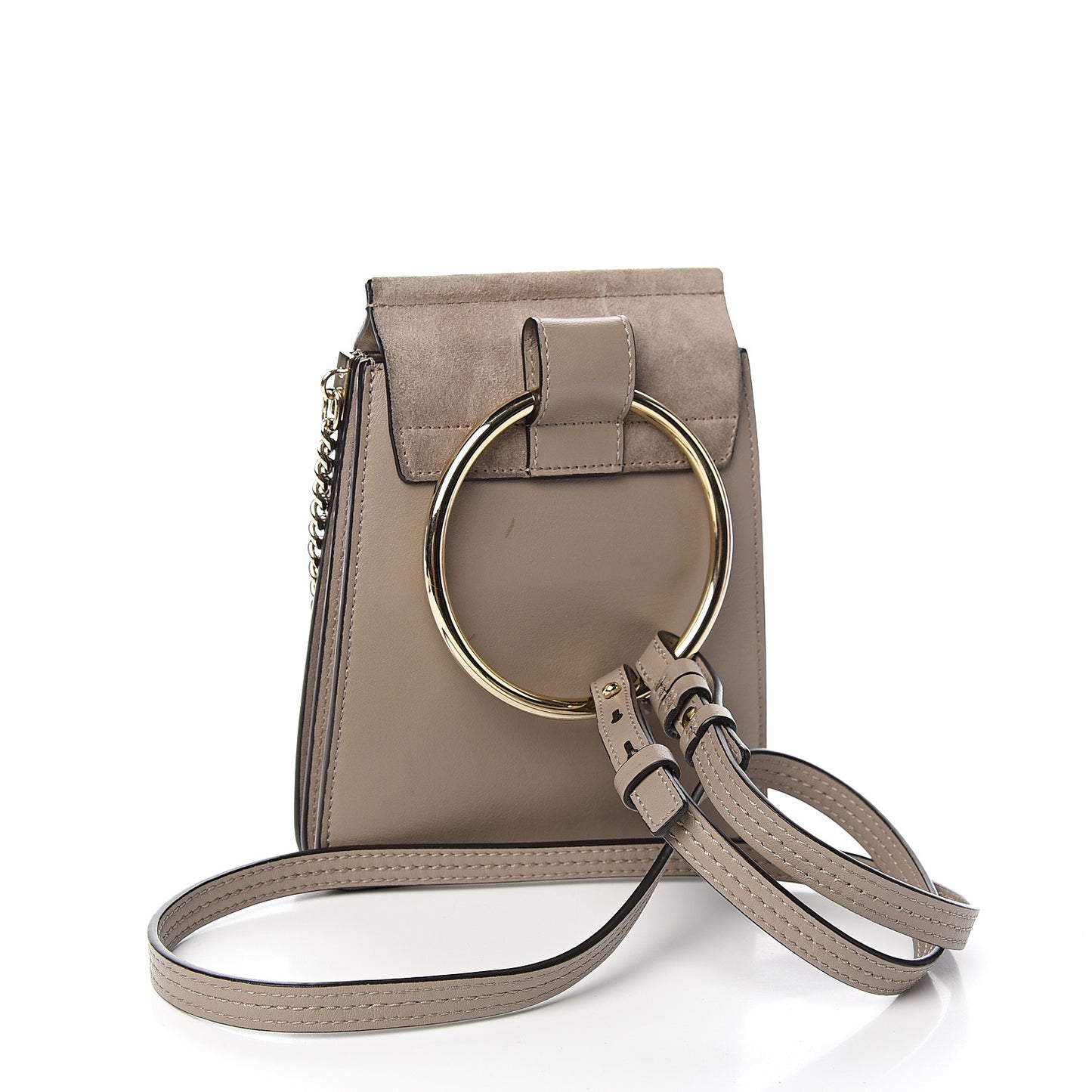 Suede Calfskin Mini Faye Bracelet Bag Motty Grey