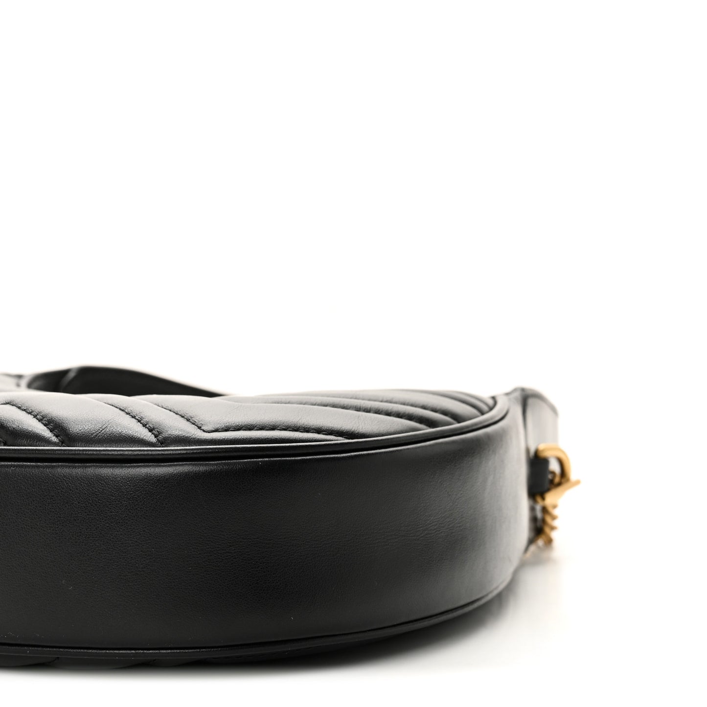 Calfskin Matelasse Chevron Mini GG Marmont Half Moon Hobo Black