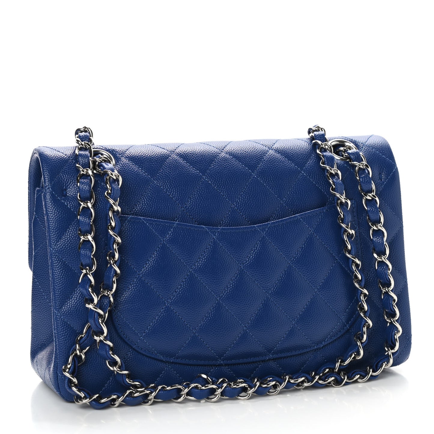 Caviar Quilted Small Double Flap Blue
