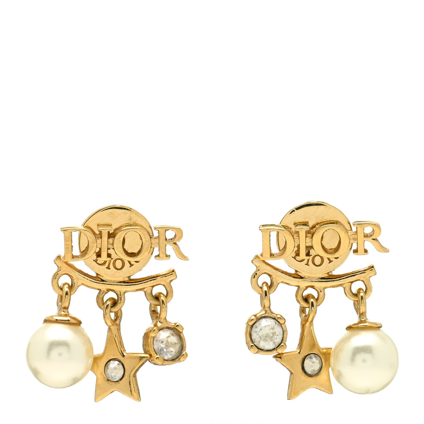 Pearl Crystal Dio(r)evolution Earrings Aged Gold