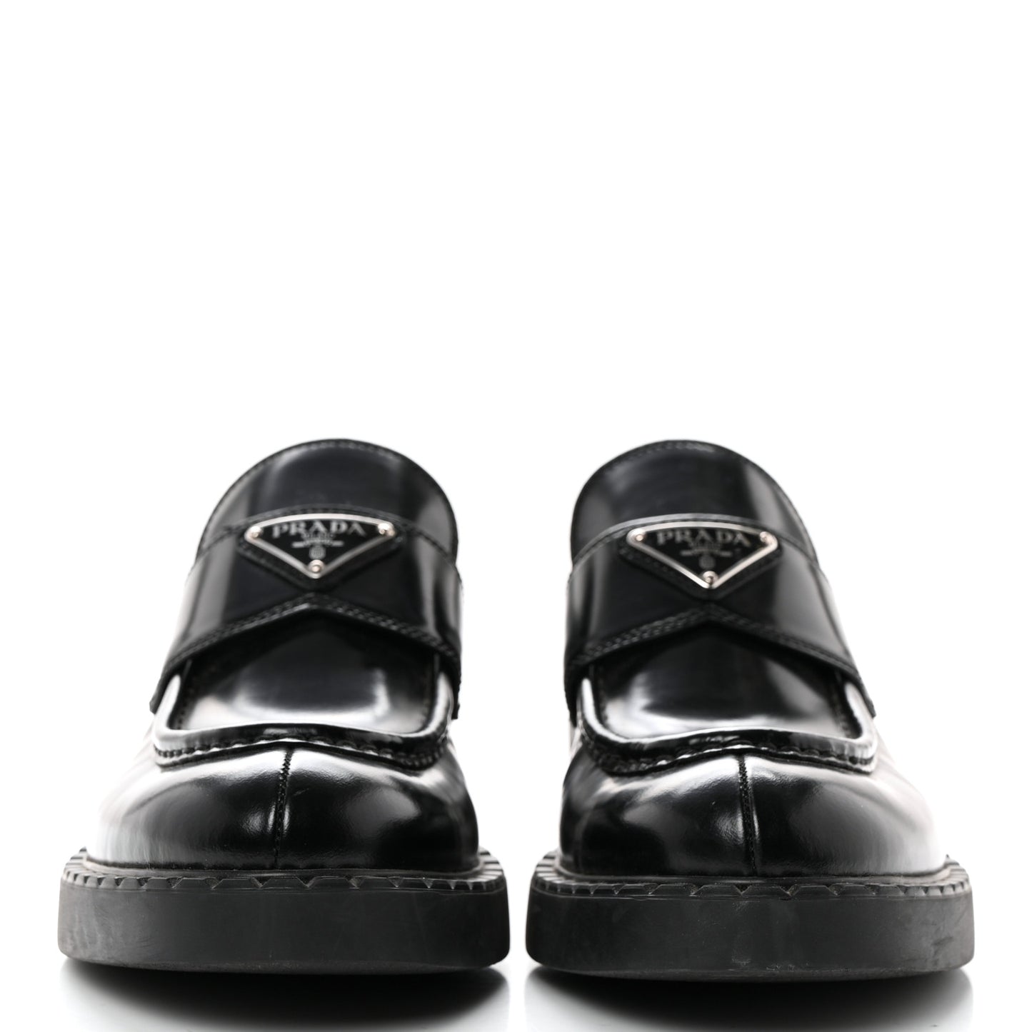 Spazzolato Metal Triangle Logo 50mm Loafers 41 Black