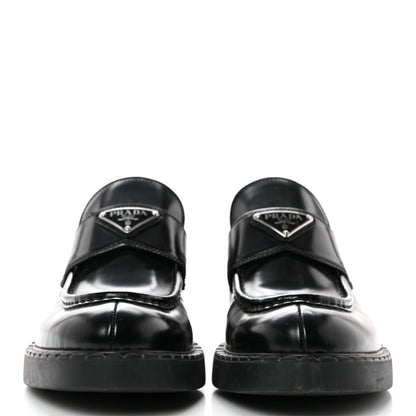 Prada Spazzolato Metal Triangle Logo 50mm Loafers 41 Black 2 of 8