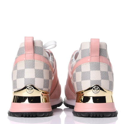 Louis Vuitton Suede Damier Azur Run Away Sneakers 37.5 Pink 6 of 11