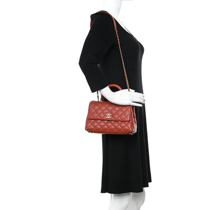 Chanel Caviar Quilted Mini Coco Handle Flap Dark Orange 2 of 11