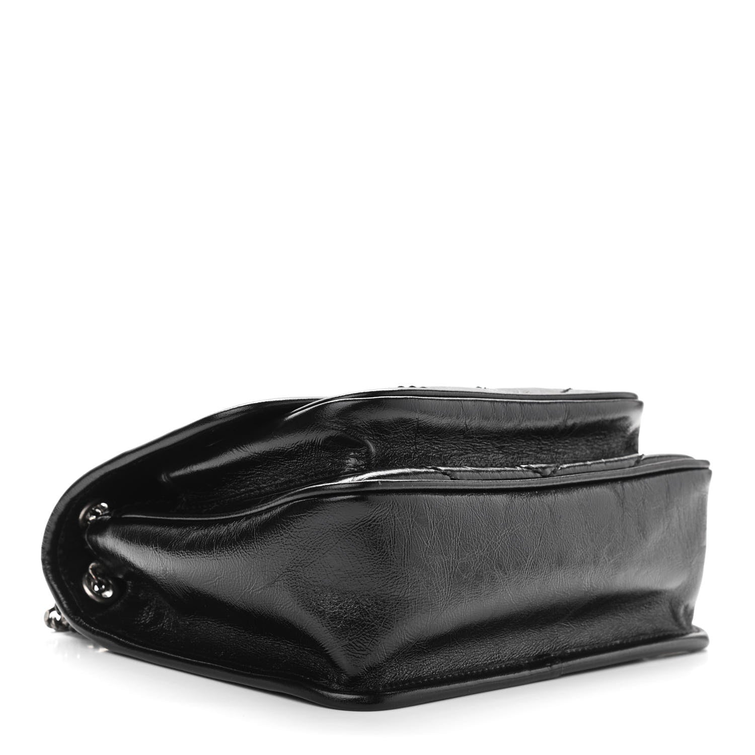 Saint Laurent Crinkled Calfskin Matelasse Monogram Baby Niki Chain Satchel Black 4 of 9