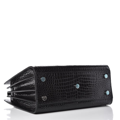 Saint Laurent Calfskin Crocodile Embossed Baby Sac De Jour Black 4 of 10