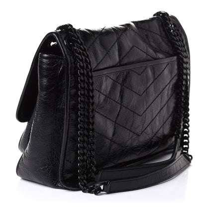 Saint Laurent Crinkled Calfskin Matelasse Monogram Medium Niki Chain Satchel Black 3 of 10