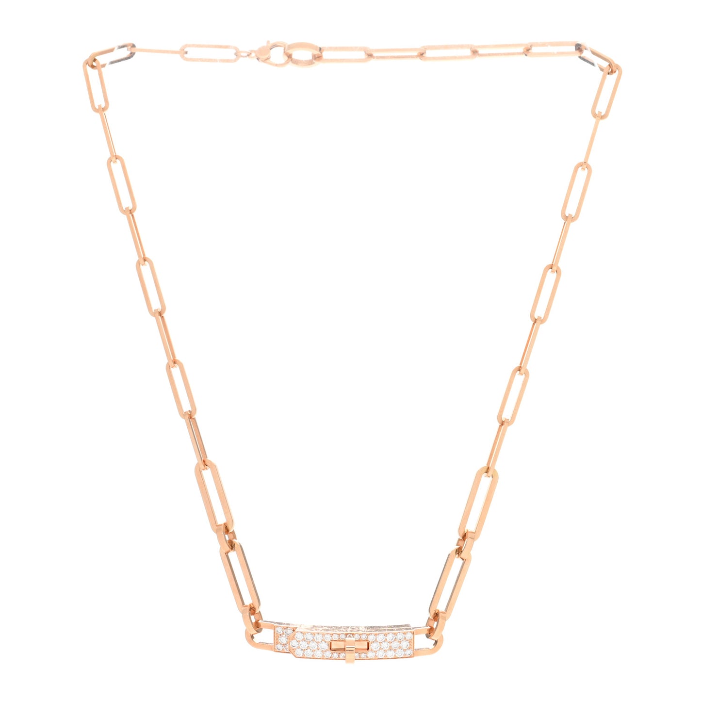 18K Rose Gold Diamond Pave Kelly Chaine Choker Necklace