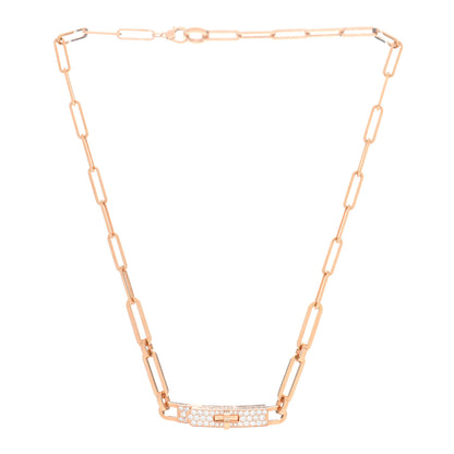 Hermes 18K Rose Gold Diamond Pave Kelly Chaine Choker Necklace 2 of 4