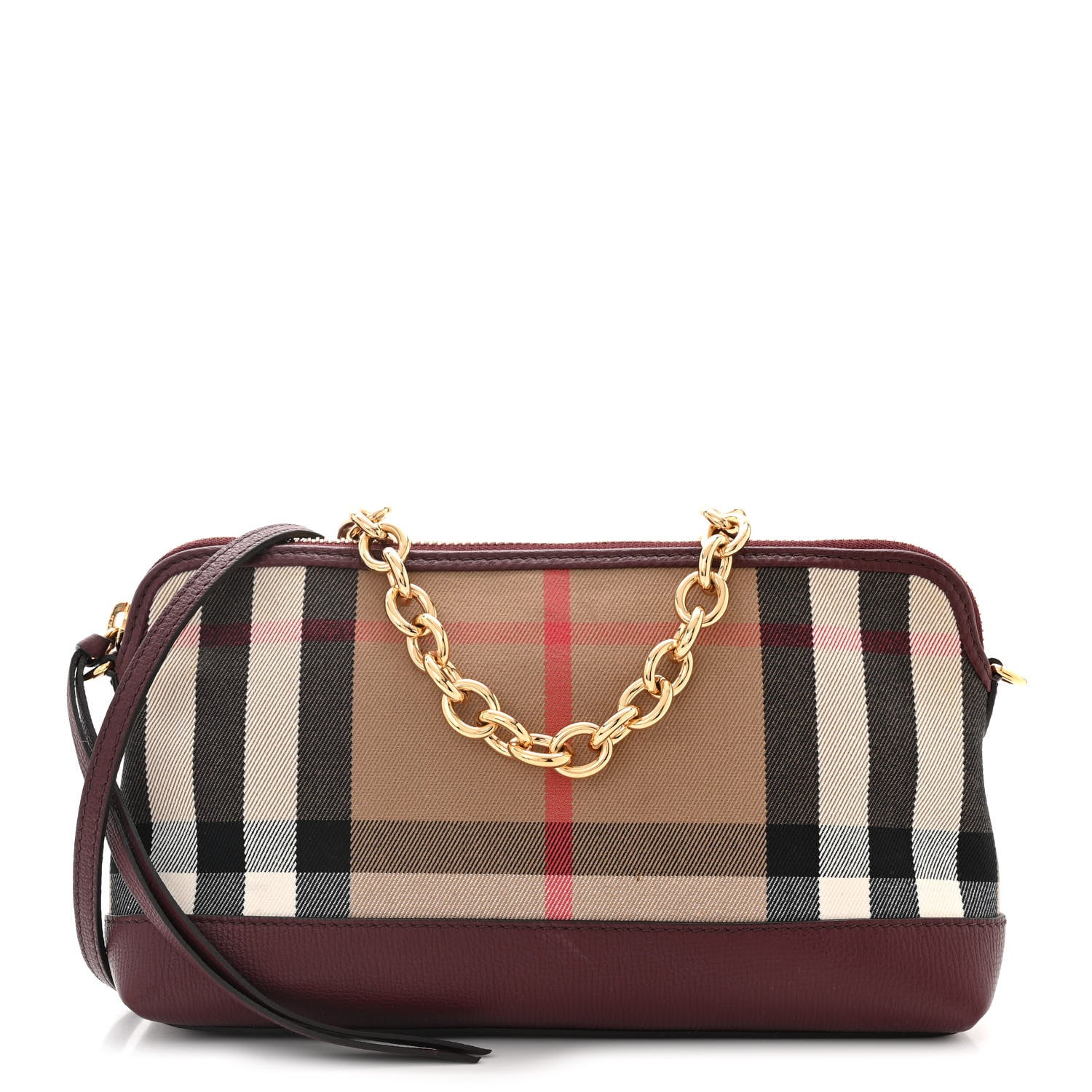 Burberry Derby House Check Abingdon Convertible Clutch Mahogany Red 1 of 10