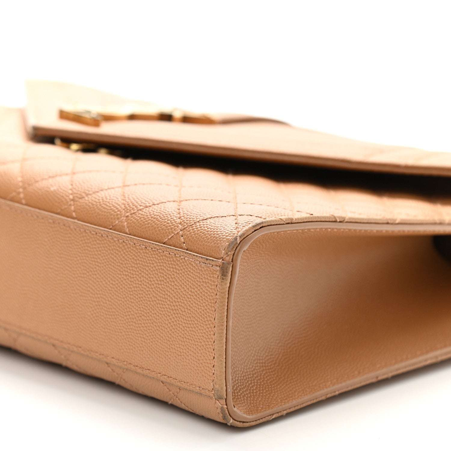 Saint Laurent Grain De Poudre Textured Mixed Matelasse Triquilt Large Monogram Satchel Dune 9 of 13