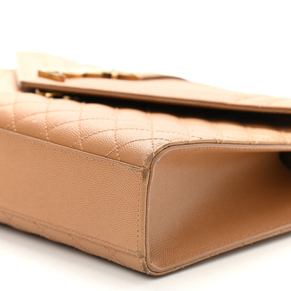 Saint Laurent Grain De Poudre Textured Mixed Matelasse Triquilt Large Monogram Satchel Dune 9 of 13