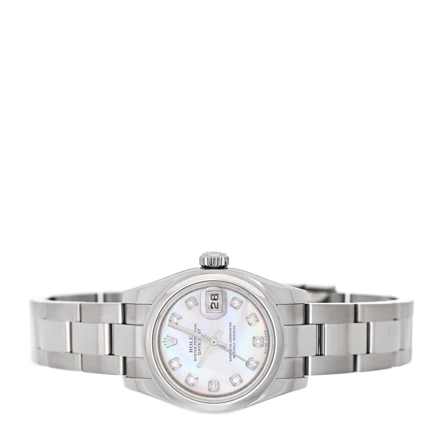 Stainless Steel Diamond Pink Mother of Pearl 26mm Oyster Perpetual Datejust Watch 179160
