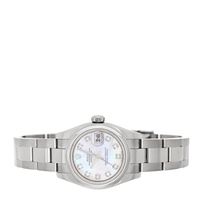Rolex Stainless Steel Diamond Pink Mother of Pearl 26mm Oyster Perpetual Datejust Watch 179160 2 of 5